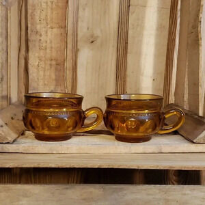 Vintage Amber Glass Set of 6 Mu